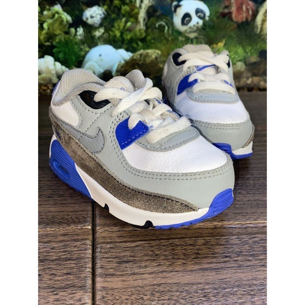 5 Nike Air Max 90 LTR (TD) White Royal Blue Gray CZ9444-100 Toddler Size 5C